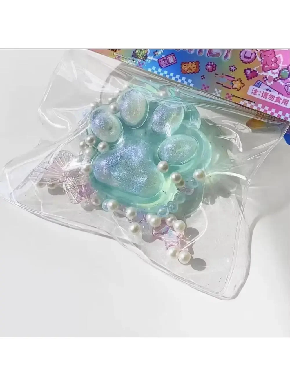 Lot of 3 TABA like purple Paw Print Glitter Gel Squeeze Ball Stress Reliever Toy
